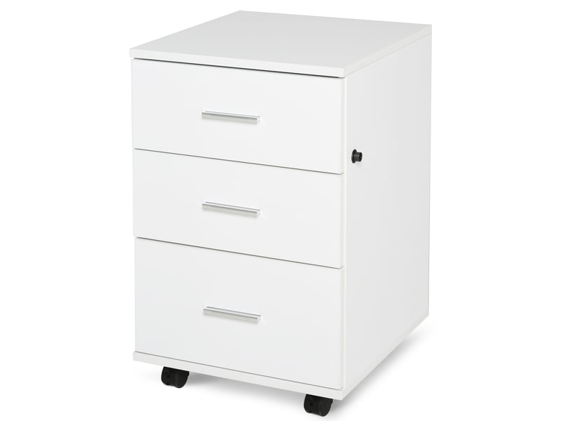  Caisson de bureau rangement bureau sur roulettes 3 tiroirs verrouillables blanc 40 x 40 x 61,5 cm  - Conforama B