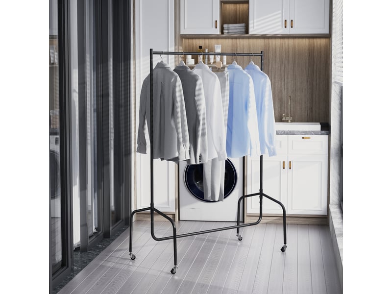  Portant à vêtements avec roulettes tringle a vêtement solide charge 140 kg 150 x 60 x 170 cm porte-manteau en acier noir  - Conforama C