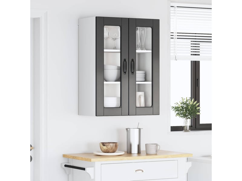 Meuble mural de cuisine, cabinet en verre mural noir 60x31x80cm shl2046 - Conforama D