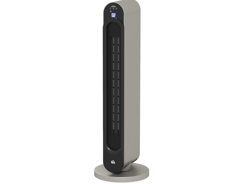  Chauffage soufflant ptc 2200 w 25 x 25 x 73,5 cm argent en plastique, oscillant avec minuterie 12 heures  - Conforama A