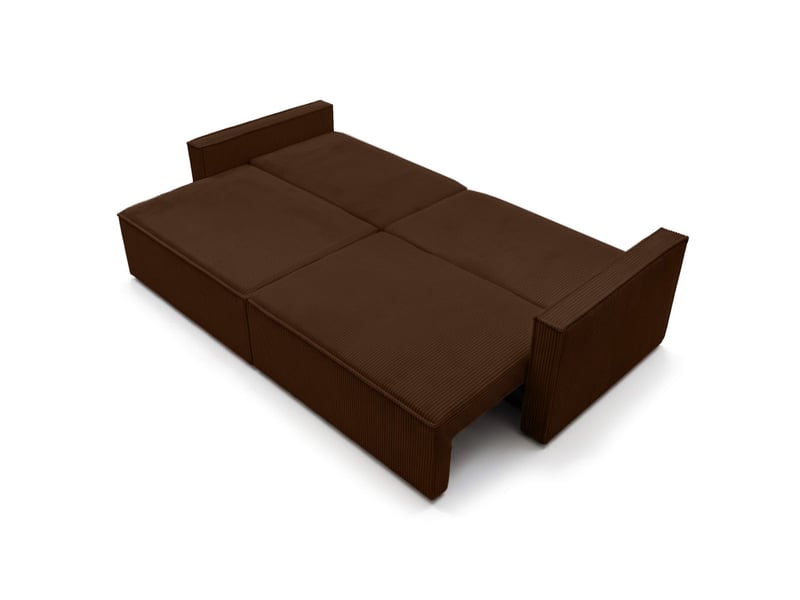  Farah - canapé droit 3 places convertible accoudoirs slim en velours cotelé  - Conforama C
