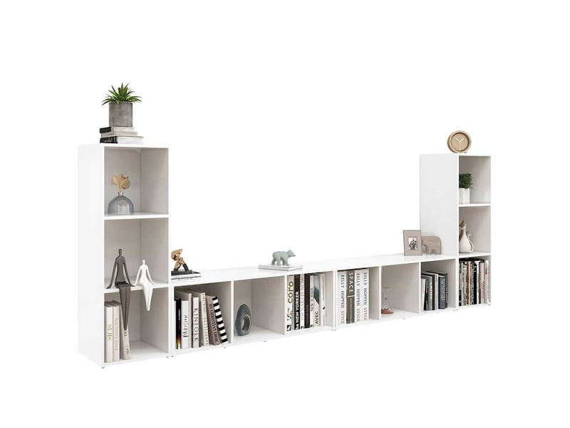  Lot de 4 meuble tv bas salon blanc 107x35x37 cm bois d'ingénierie  - Conforama C