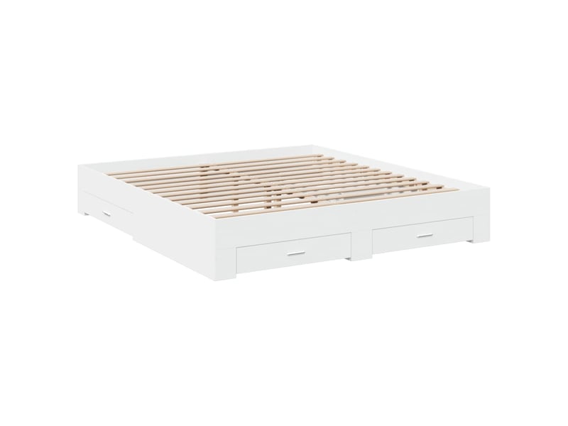  Lit double- lit adulte -  cadre de lit avec tiroirs sans matelas blanc 200x200 cm  - Conforama B