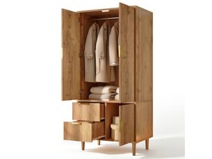 Armoire 80x50x177 cm 3 portes 2 tiroirs mdf et panneau de particules couleur chêne