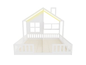 Lit cabane 90x200 cm <strong>RAUMIO</strong> <strong></strong> coloris blanc