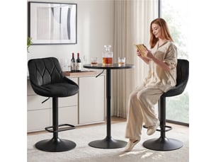 Lot de 4 chaises hautes pivotantes en velours avec hauteur réglable et base antidérapante