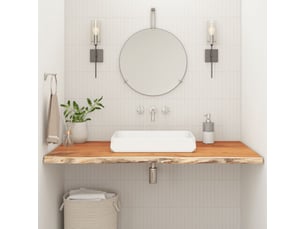 Comptoir de salle de bain, plan de travail 90x60x3,8 cm rectangulaire acacia cf65779