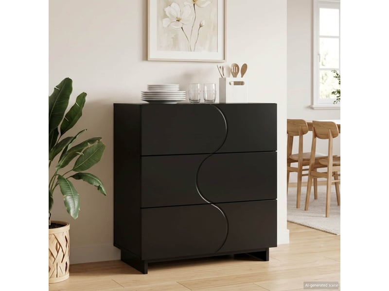  Buffet salon, buffet de rangement noir 70x38x75 cm bois d'ingénierie  - Conforama B