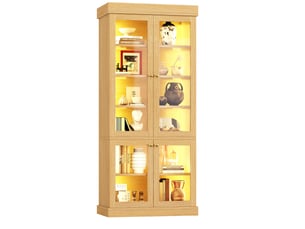 Vitrine coloris naturel 4 étagère(s) <strong>DESMIU</strong> <strong></strong> - 80 cmx180 cm