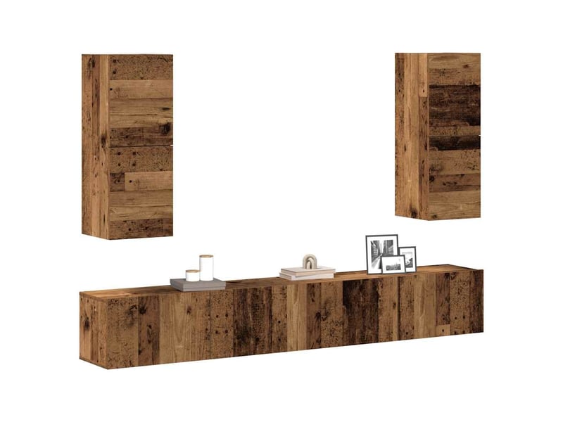  Ensemble de meuble tv - banc tv - meuble de rangement mural 4 pcs vieux bois bois d'ingénierie  - Conforama B