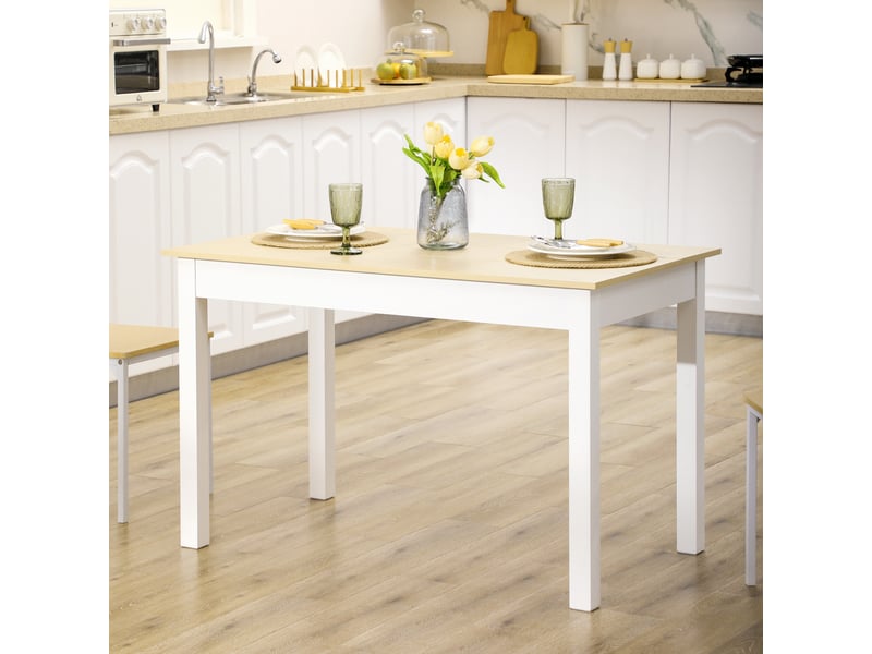  Table de salle à manger design moderne bicolore avec dim. 119l x 70l x 75h cm grand plateau 4-6 personnes en bois  - Conforama A