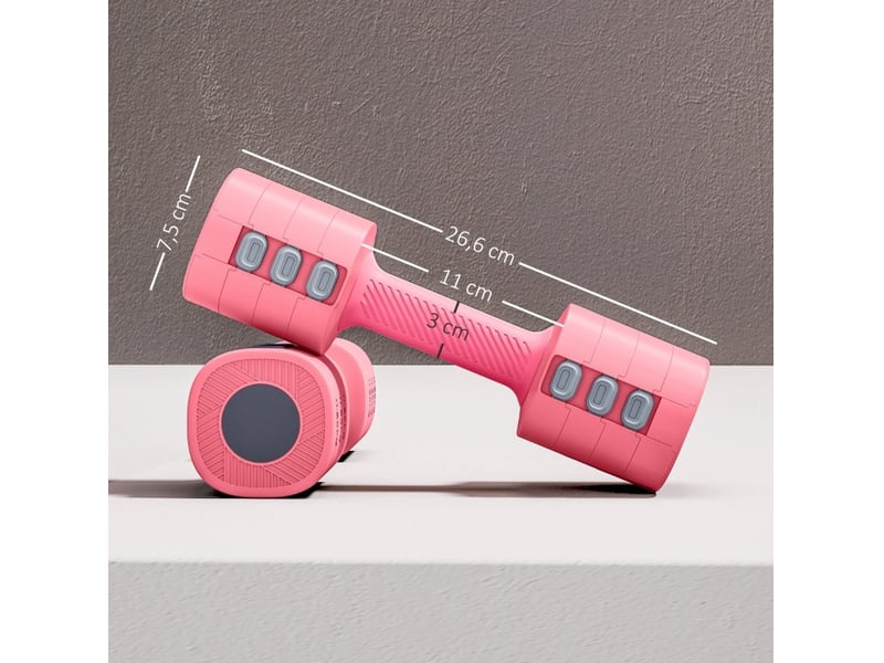  Set de 2 haltères réglables 26,6 x 7,5 x 7,5 cm rose abs, de 1 à 2,5 kg par haltère, forme carrée  - Conforama C