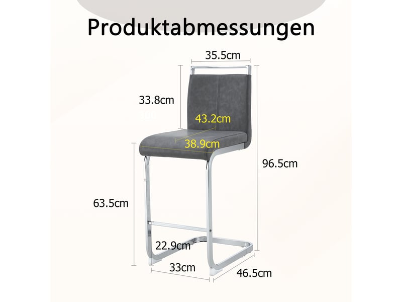Tabourets de bar lot de 2 avec repose-pieds - lpospi - assise rembourrée, pu - gris foncé, métal argenté - Conforama D