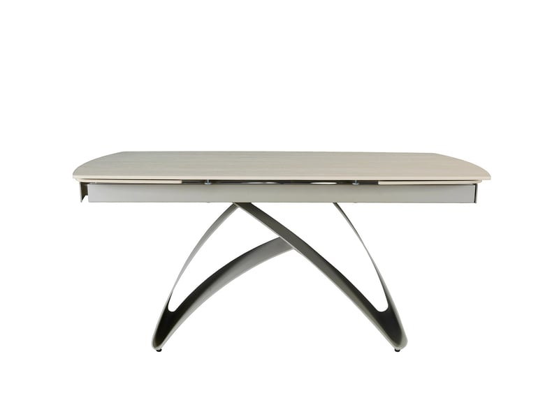  Table à manger extensible en métal beige plateau céramique blanc 160-240 cm paris PARIS-BEI-BLA - Conforama A