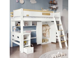 Lit mezzanine 90x200 cm <strong>NAHILIMI</strong> <strong></strong> coloris blanc