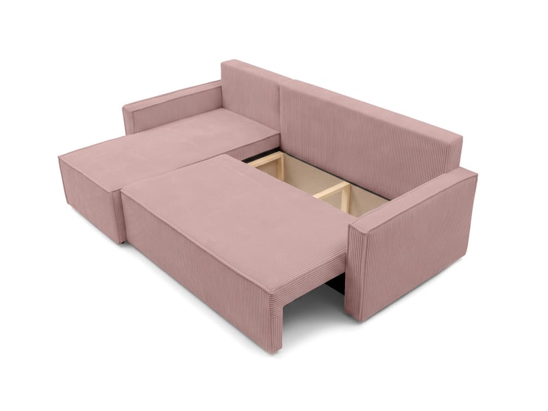  Farah - canapé d'angle reversible convertible 4 places accoudoirs slim velours cotelé  - Conforama D