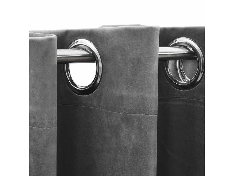  Lot de 2 rideaux occultants, rideaux black-out et anneaux gris 94x160 cm velours cf44907  - Conforama C