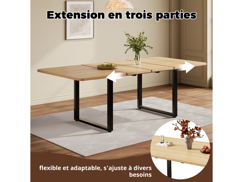  Table à manger extensible 140180220 x 80 cm, 6 à 10 personnes, couleur chêne Jamama eleni - Conforama E