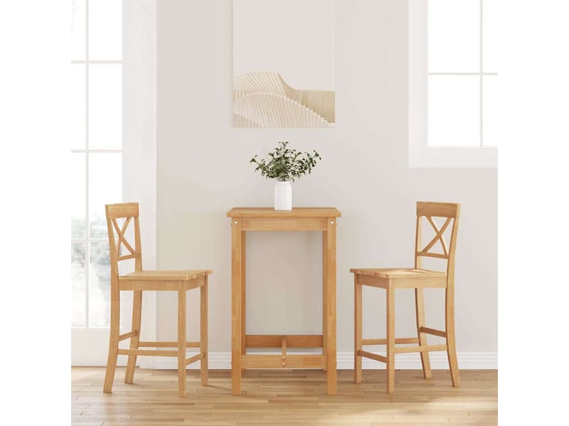  Lot de 2 tabouret de bar, chaise de bar en bois massif naturel et caoutchouc shl96265  - Conforama B