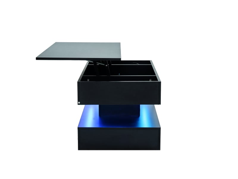  Table basse moderne led avec rangement caché et levage hydraulique – 100×50×42 cm, capacité 50 kg  - Conforama E