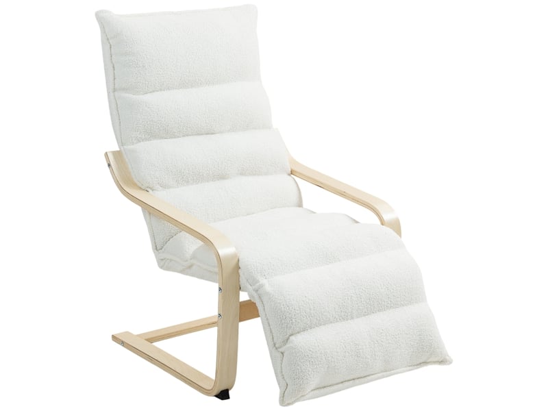  Fauteuil relax blanc en polaire sherpa avec repose-pieds réglable  - Conforama A