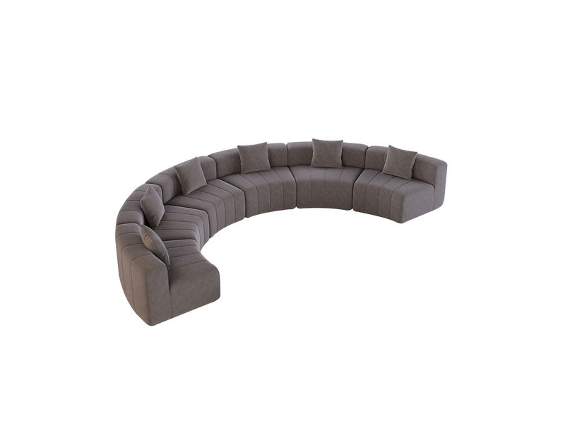  Canapé modulable modenvie 6 places semi-circulaire en chenille gris 444,5 x 222 x 73,6 cm  - Conforama A