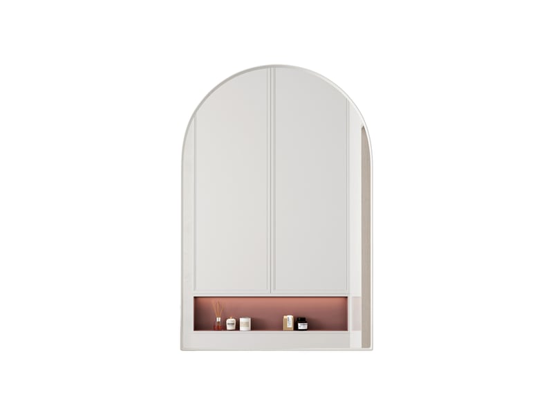  Armoire de toilette à miroir arqué cadre métal blanc à encastrer ou suspendre W2552P264706 - Conforama A