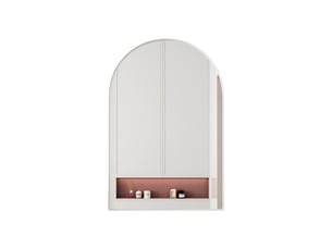Armoire de toilette à miroir arqué cadre métal blanc à encastrer ou suspendre