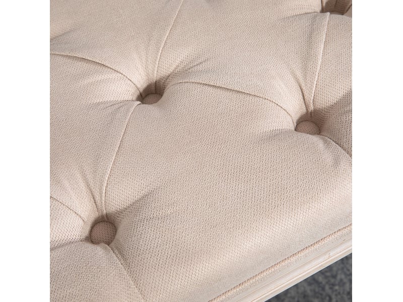 Banquette vintage 80x40x43 cm à boutons bois beige - Conforama C