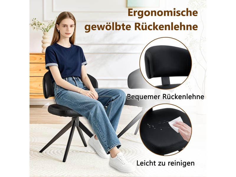  Lot de 2 chaises de salle à manger pivotantes,style scandinave,pu,noir  - Conforama E