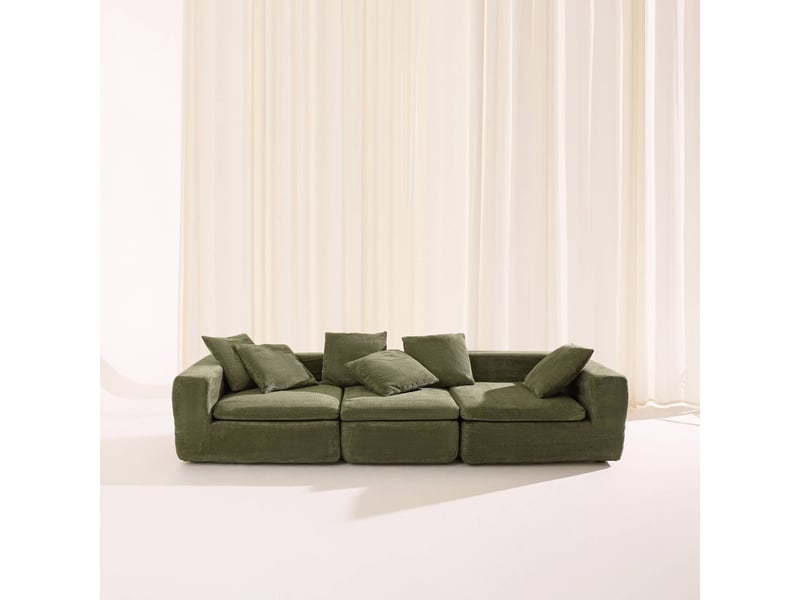  Canapé modulable tissu chenille 4 places vert - movi  - Conforama B