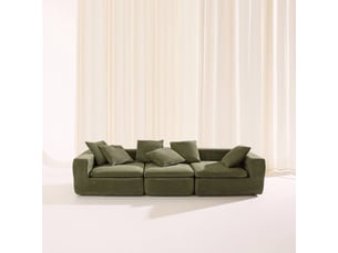 Canapé droit fixe 4 places Tissu vert