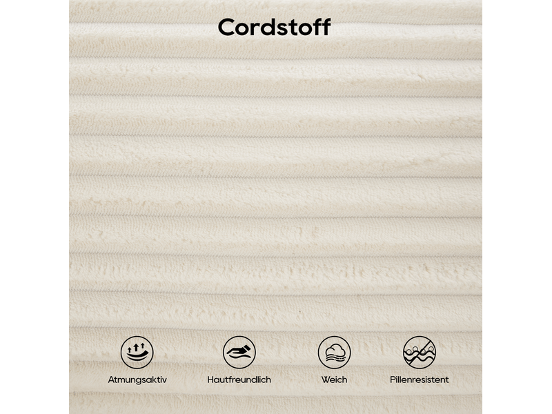  Canapé-lit 2 places 132x85 cm 2-en-1 velours côtelé blanc sans matelas  - Conforama C