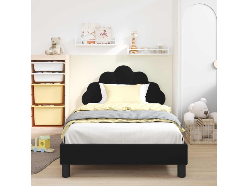  Cadre de lit pour enfants - lit jeune avec tête de lit noir 80 x 200 cm  - Conforama C