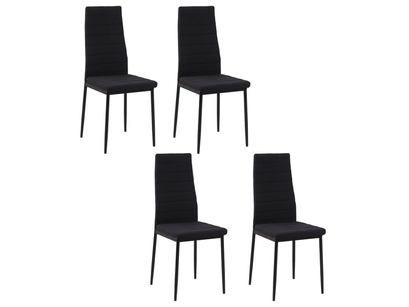  Lot de 4 chaises de salle à manger chaises de cuisine avec dossier haut pieds en métal et tissu en lin noir 41x50x97cm  - Conforama B