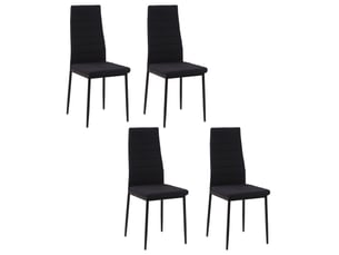 Lot de 4 chaises de salle à manger chaises de cuisine avec dossier haut pieds en métal et tissu en lin noir 41x50x97cm