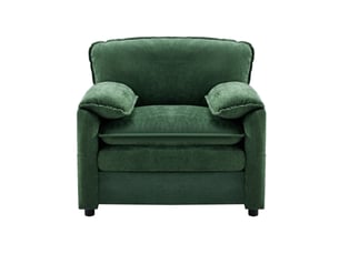 Fauteuil chenille vert foncé rétro avec double poche de rangement, structure bois et ressorts, dimensions 96x92x90 cm