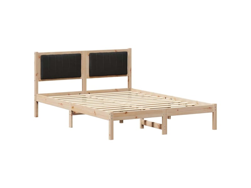 Lit double- lit adulte - cadre de lit avec tête de lit rembourrée noir 140 x 200 cm - Conforama A