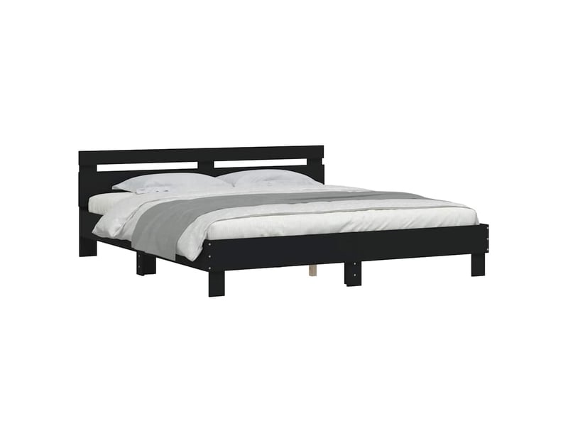  Lit double- lit adulte -  cadre de lit sans matelas noir 200x200 cm  - Conforama B