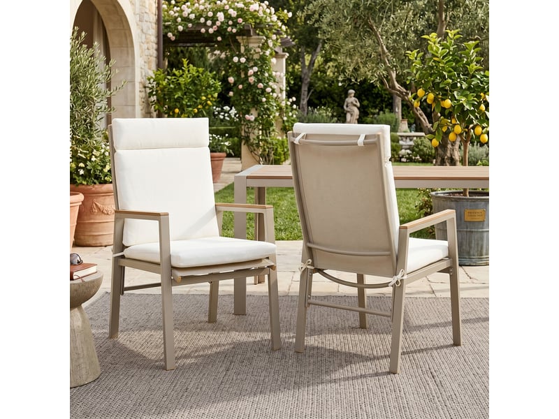 Lot de 2 chaises de jardin 57 x 72 x 101 cm – beige et kaki – accoudoirs et coussins confortables souples - Conforama B