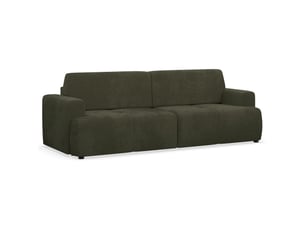 Canapé droit convertible SELSEY Cobbly 3 places Tissu vert avec coffre de rangement