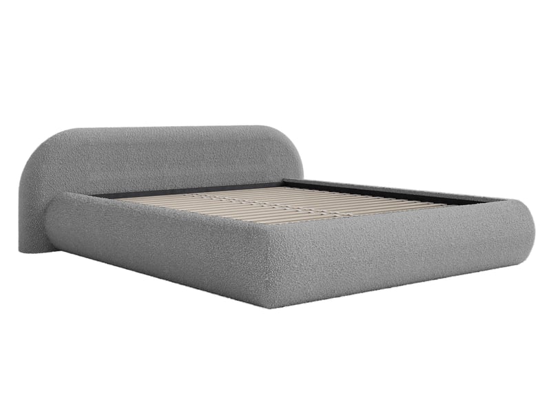  Selsey shels - lit rembourré - 200x200 cm - bouclé gris Shels Low - Conforama D
