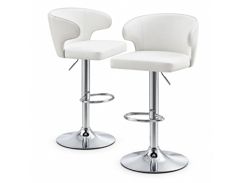  Lot de 2 tabourets de bar,réglables et pivotants à 360°,pu,blancs  - Conforama A