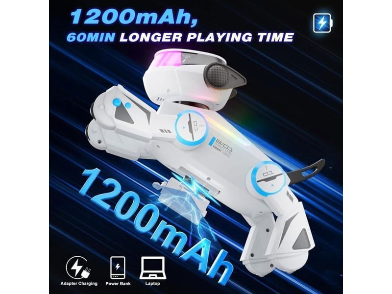  Robot chien telecommande programmable 17 fonctions led rgb musique bluetooth 151498_AABBF41303_6_DROPFR - Conforama C