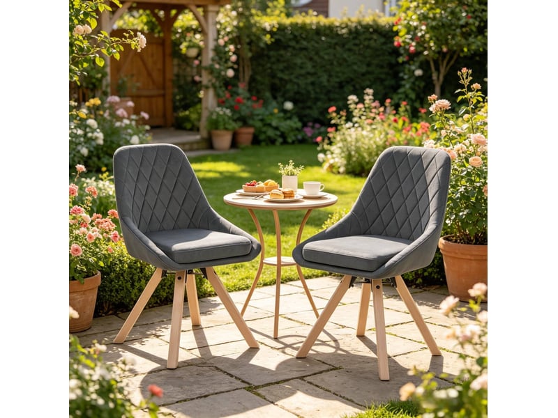  Lot de 2 chaises de salle à manger pivotantes 360° en velours gris foncé  - Conforama D