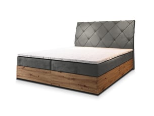 Lit avec rangement 140x200 cm <strong>MASSENO</strong>  <strong></strong> coloris gris