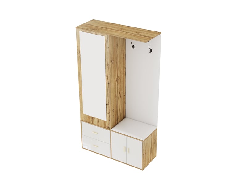  Vestiaire d'entrée avec miroir banc à chaussures et tringle 100 x 38 x 180 cm WF249235236N - Conforama A