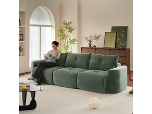 Canapé modulable compression 3 places,velours côtelé,279x100x84cm,configuration 2+1 avec assise amovible,sans montage,vert