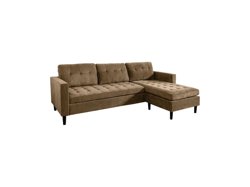  Canapé d'angle city brun capitonné réversible – canapé contemporain en velours côtelé  - Conforama A