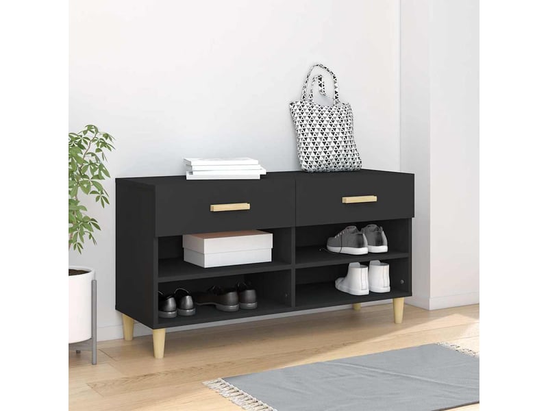  Meuble à chaussure, armoire à chaussures noir 102x35x55 cm bois d'ingénierie  - Conforama B